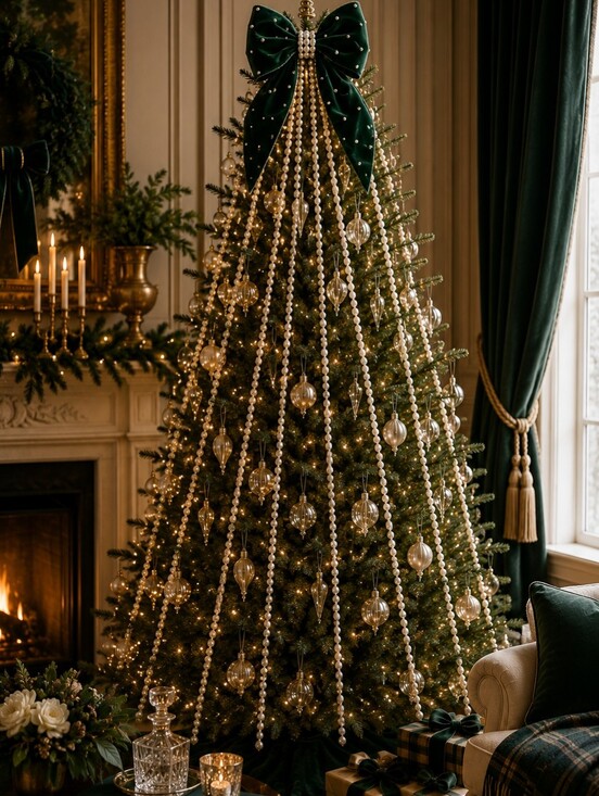 Anthropologie Other - Anthropologie Cascading Pearl Christmas Tree Topper Garland NWT 6.5 Ft